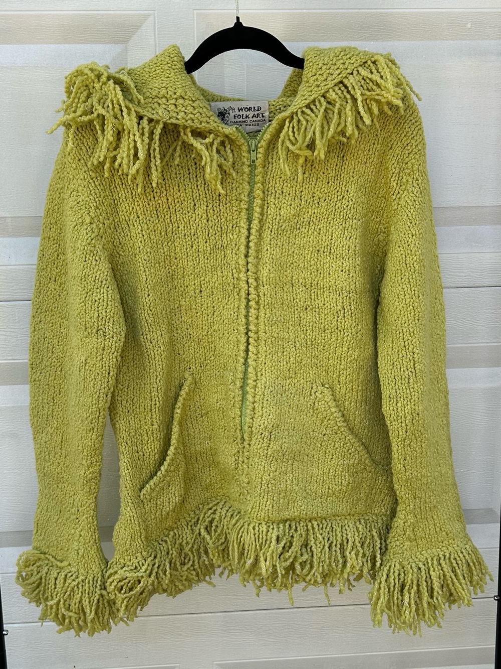 Wool folk art knit Afghan jacket